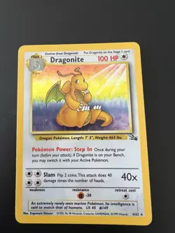 Dragonite 4/62 Fossil Unlimited 1999 Pokemon Card Holo Rare NM - Image 1