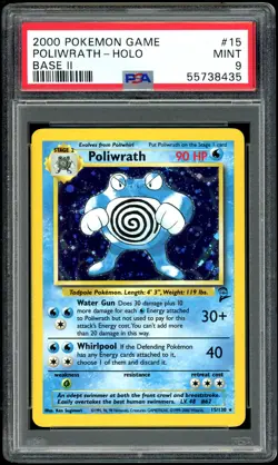 Pokemon Poliwrath Base Set 2 Holo Rare Card #15 - PSA 9 MINT - Image 1