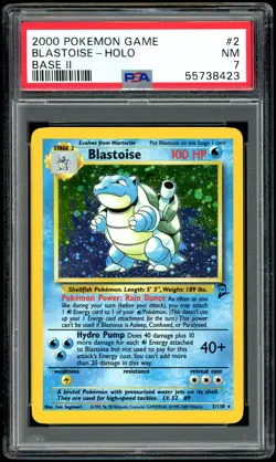 Pokemon Blastoise Base Set 2 Holo Rare Card #2 - PSA 7 NM - Image 1
