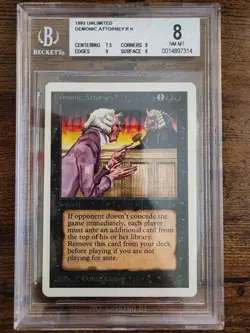 MTG Demonic Attorney ⭐UNLIMITED Edition ⭐BGS GRADED 8.0 with 3x 9.0!⭐ 1993 Magic - Image 1