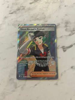 Pokemon TCG Destined Rivals Team Rocket's Proton 227/182 Full Art Trainer Card - Image 1