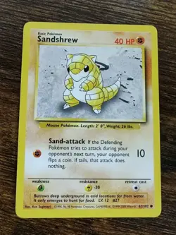 Pokemon Sandshrew 62/102 Base Set UK Print 1999-2000 - Image 1
