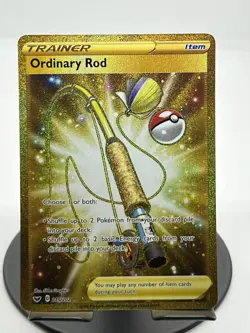 Pokemon TCG Ordinary Rod (Secret) 215/202 Sword & Shield Base Set Secret Rare NM - Image 1