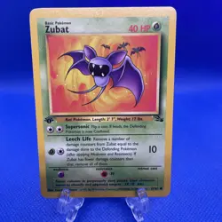 Pokemon 1st Edition Zubat Common Fossil 57/62 NM Vintage clean never played - Image 1