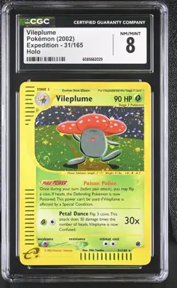 CGC 8 Vileplume 2002 Expedition 31/165 Holo SWIRL Pokemon Card - Image 1
