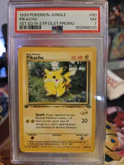 Pikachu #60 1st Edition W Stamp Duelist Promo WOTC Pokemon Jungle Psa 7 - Image 1
