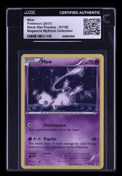 2017 Pokemon XY Black Star Promo Mythical Collection Holo Mew #XY192 CGC AUTH - Image 1
