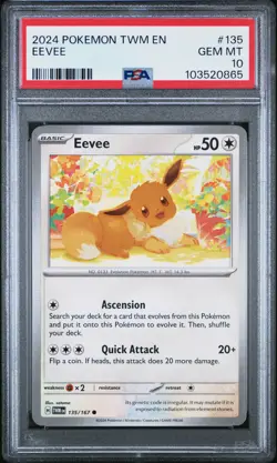 2024 POKEMON TWM EN #135 EEVEE PSA 10 TWILIGHT MASQUERADE POP 14 - Image 2
