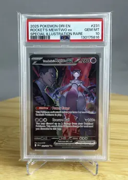 Mewtwo EX 231/182 PSA 10 SIR Team Rockets Pokemon 2025 - Image 1