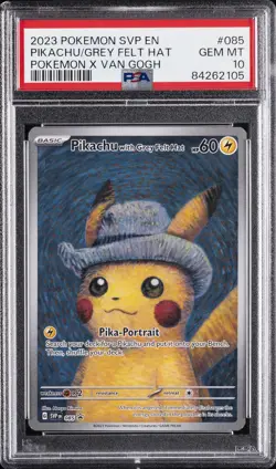 2023 POKEMON SVP EN-SV BLACK STAR PROMO #085 PIKACHU WITH GREY FELT HAT PSA 10 - Image 1
