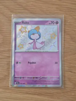 Pokemon Card TCG Ralts 153/091 Paldean Fates Shiny Rare Holo English Near Mint - Image 1