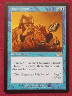 Magic The Gathering URZA'S SAGA ATTUNEMENT blue card MTG - Image 1
