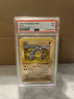 1999 Onix 56/102 Base Set 1st Edition PSA 7 NM Pokemon TCG - Image 1