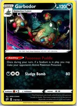 Garbodor - SWSH02: Rebel Clash 118/192 - Rare - NM Pokemon TCG - Image 1