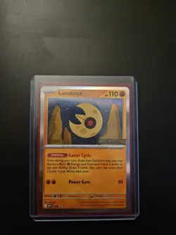 Pokemon TCG Mega Evolution Lunatone Staff Stamped Promo Holo 004 - Image 1