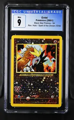 2001 Pokemon Entei #34 Reverse Holo Black Star Promo CGC 9 MINT - Image 1
