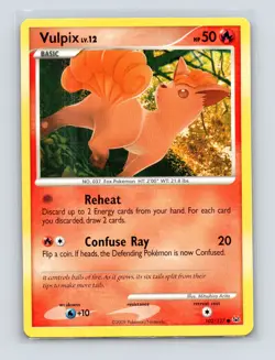 Pokemon TCG Vulpix 102/127 Platinum Normal LP - Image 1