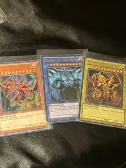 Yugioh Egyptian God Cards Set Slifer Obelisk Ra Ultra Rare YGLD-ENG01 G02 G03 - Image 1