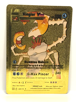 Kingler VMAX Metal Gold Foil Pokemon Card Fan Art Display Card HP330 - Image 1
