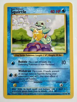 Squirtle 63/102 Bulbasaur Charmander Base Set Starter Pokemon Cards NM+ Lot - Image 4