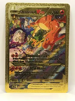 Charizard VStar Gold Foil Fan Art Vinyl Pokemon HP280 Textured Collector Card - Image 1