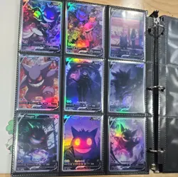 Lot of 9 Custom holo Gengar V Pokemon Trading Card sleeved & top loaded - Image 2