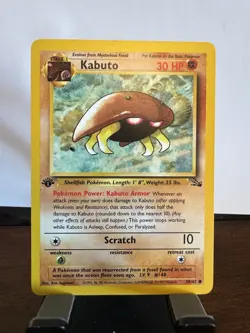 Pokemon TCG Kabuto Fossil 1st Edition Common Card 50/62 Lightly Played # 4 Of 10 - Image 1