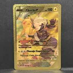 1 Basic Pikachu V Ability Pika Dash Pokemon Gold Foil Cards - TCG Deck Gold Foil - Image 1