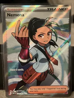 Pokemon TCG Nemona Trainer Paldean Fates Full Art Holo Ultra Rare Card 229/091 - Image 1