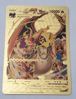 Charizard Ash Bond Form V max Gold Card Fan Art Display Combustion Blast Hp10000 - Image 1