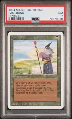 1994 Magic the Gathering (MTG) Fastbond Revised PSA 7 NM - Image 1