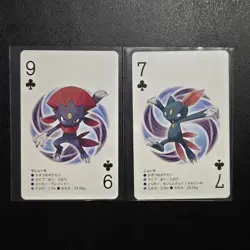2012 Japanese Pokemon Poker Weavile Sneasel Kyurem 9 & 7 Of Clubs Playing Cards - Image 1