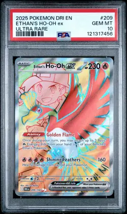 2025 Pokemon Dri EN-Destined Rivals Ethan's Ho-Oh EX Ultra Rare PSA 10 #209 - Image 1