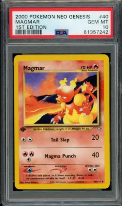 PSA 10 Magmar 40/111 Neo Genesis 1st Edition 2000 Pokemon - Image 1