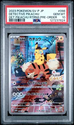 2023 POKEMON JPN SV-P PROMO #098 DETECTIVE PIKACHU PSA 10 - Image 1