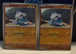(Set Of 2) Pokemon Destined Rivals Reverse Holo Holographic - Meditite (099/182) - Image 1