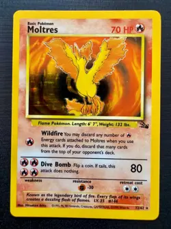 1999 Pokemon Fossil 12/62 Moltres Holo Rare - Image 1