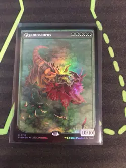 MTG Magic The Gathering Gigantosaurus Foil Full Art Dinosaur Green Commander - Image 1