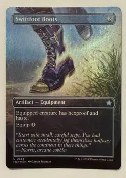 Swiftfoot Boots Borderless Foil - Foundations MTG - Image 1