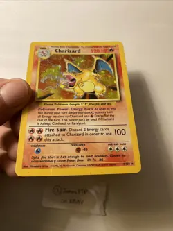 Pokemon TCG Charizard Base Set 4/102 Holo Unlimited Holo Rare DAMAGED! - Image 2