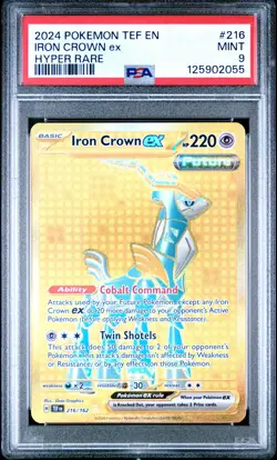 2024 POKEMON TEF EN-TEMPORAL FORCES HYPER RARE #216 IRON CROWN EX PSA 9 - Image 1