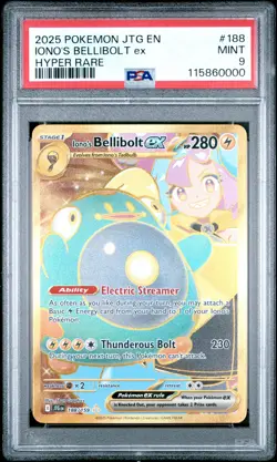 2025 POKEMON JTG EN-JOURNEY TOGETHER HYPER RARE #188 IONO'S BELLIBOLT EX PSA 9 - Image 1