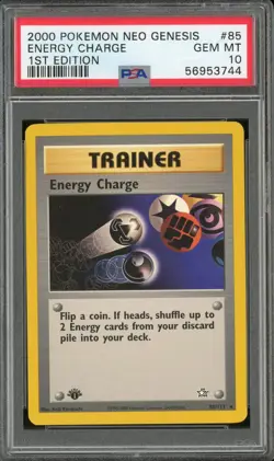 2000 Pokemon Neo Genesis 1st Edition #85 Energy Charge PSA 10 Gem Mint - Image 1