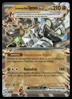 Cornerstone Mask Ogerpon ex 112/167 Double Rare Holo NM Pokemon SV06: Twilight M - Image 1