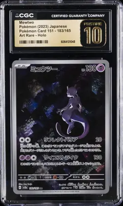 2023 POKEMON JPN POKEMON 151 ART RARE HOLO #183/165 MEWTWO CGC 10 PERFECT - Image 1