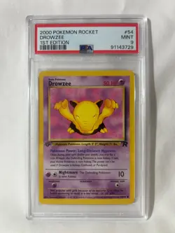 2000 Pokemon Team Rocket First Edition Drowzee #54/82 PSA 9 - Image 1
