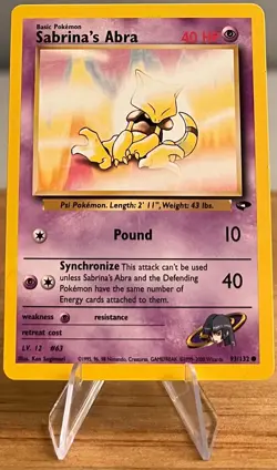 Sabrina's Abra #63 Non-Holo Pokemon Card Near Mint - 93/132 Common Gym Challenge - Image 3