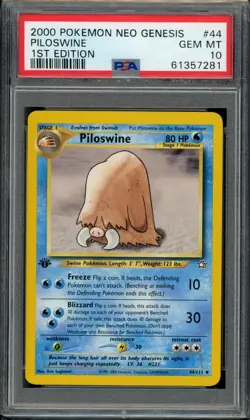 PSA 10 Piloswine 44/111 Neo Genesis 1st Edition 2000 Pokemon - Image 1