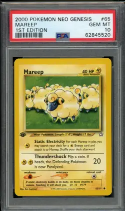 PSA 10 Mareep 65/111 Neo Genesis 1st Edition 2000 Pokemon - Image 1