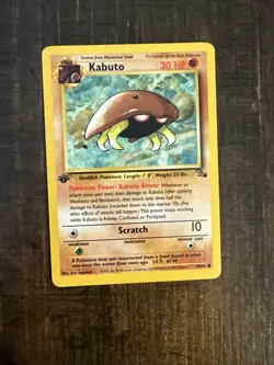 Kabuto 1st Edition Fossil Set Pokemon WOTC TCG Common Card #50/62 MP - Image 1